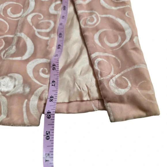 Vintage 80s Pink Velvet Dress with Abstract Swirl Pattern  Keyhole Retro Glam - Picture 9 of 9